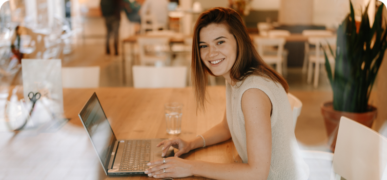 woman working in an open plan office